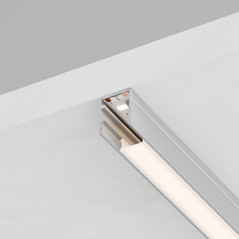 Купить Профиль алюминиевый накладной, 10х10мм, серебро, CAB243 (в комплекте с матовым экраном, 2 заглушками, 4 крепежами) FERON по цене производителя в официальном интернет-магазине shop.feron.ru