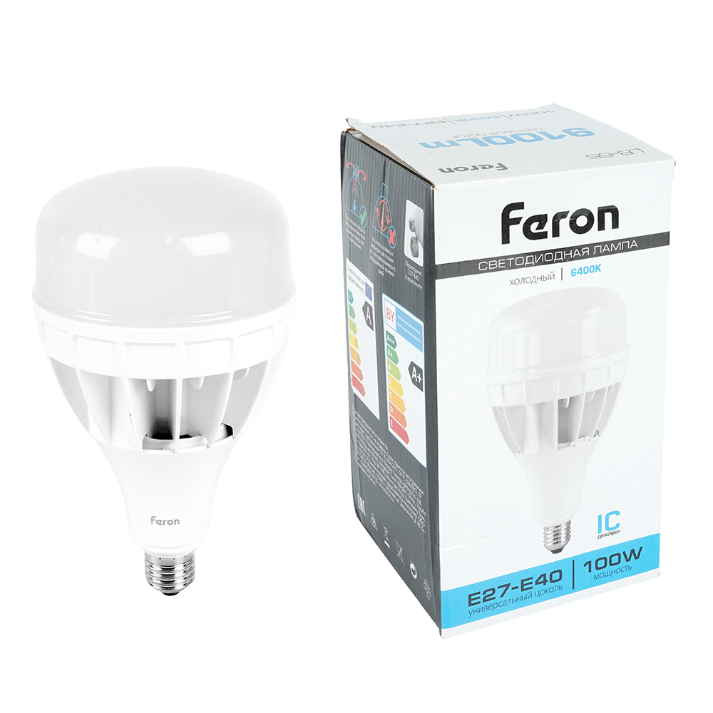 Лампа светодиодная Feron LB-65 E27-E40 100W 175-265V 6400K от компании Ферон