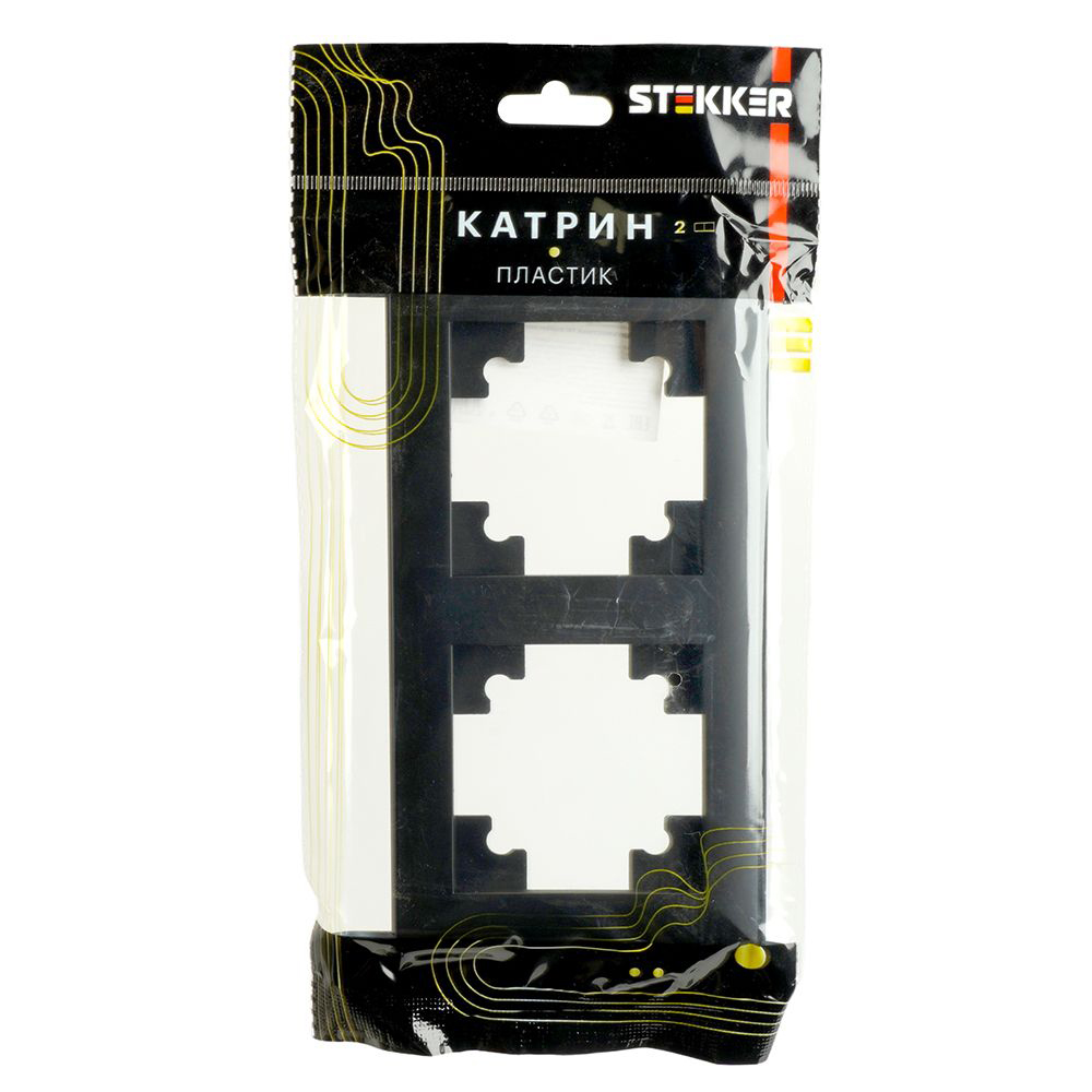 Рамка STEKKER, PFR00-7002-05 2-местная, пластик, серия Катрин, черный от компании Stekker