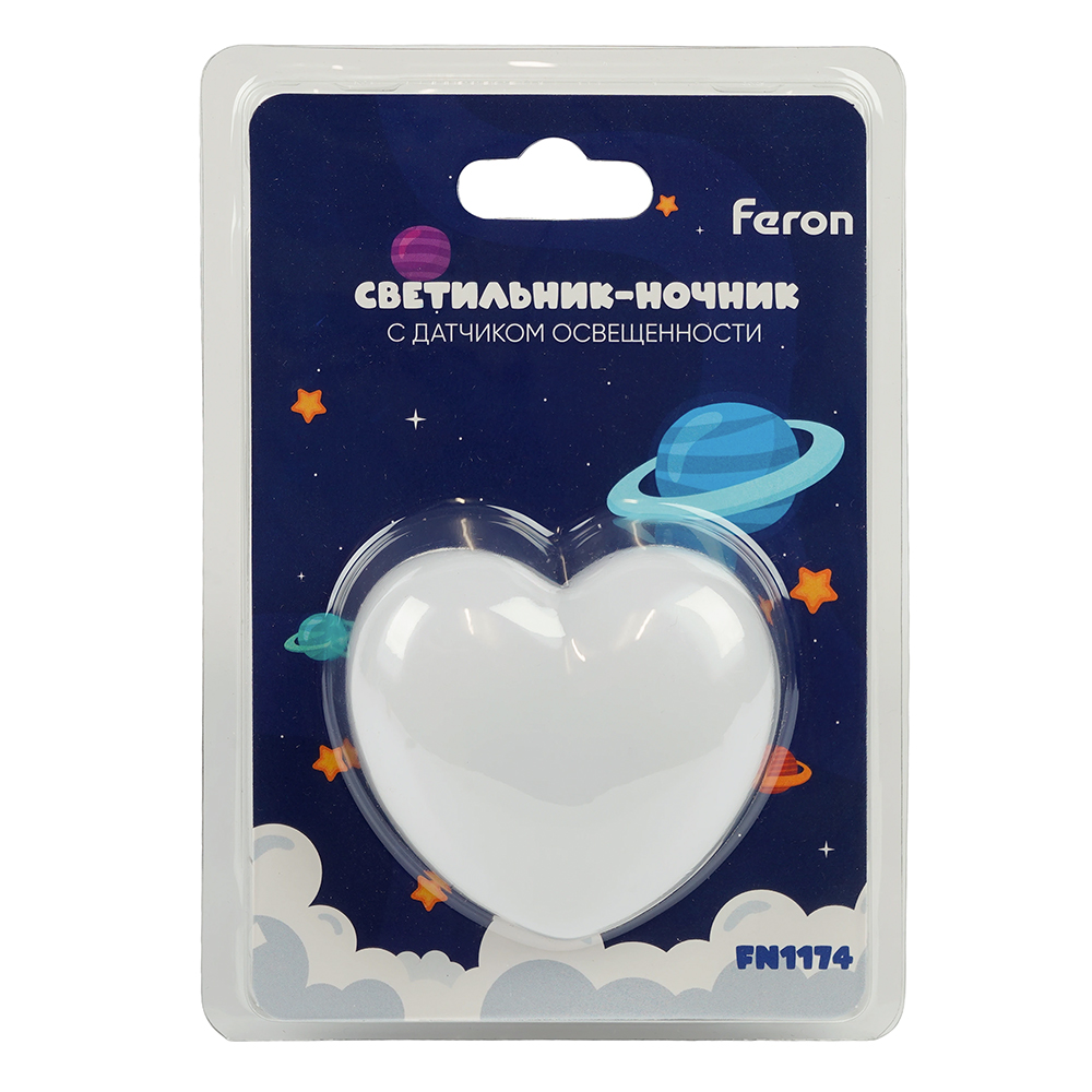 Светильник ночник Feron FN1174 0,5W 220V, белый от компании Ферон за 