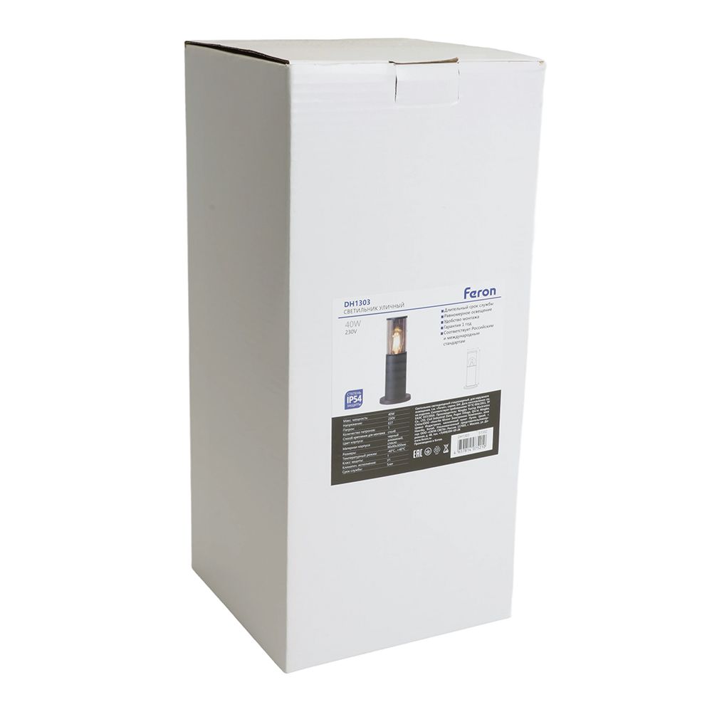 Светильник садово-парковый Feron DH1303, столб,  E27 230V, черный от компании Ферон по цене 