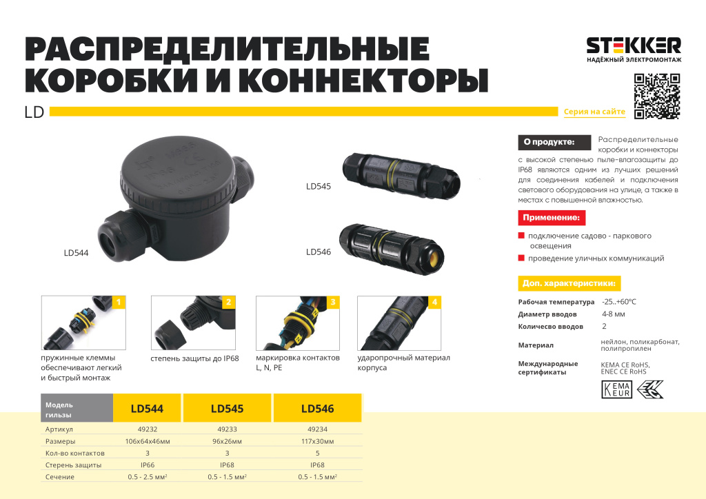 Новинка! Распределительная коробка и коннекторы LD544-546 STEKKER