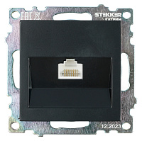 Розетка компьютерная 1-местная RJ-45 (механизм), STEKKER GLS00-7107-05, серия Катрин, черный 39613 Розетка компьютерная 1-местная RJ-45 (механизм), STEKKER GLS00-7107-05, серия Катрин, черный 39613