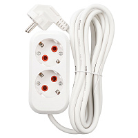 Удлинитель 2-местный с/з Stekker, HM01-21-03, 3м, 3x0,75, серия Home (У10-001), белый 39206