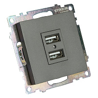 Розетка 2-местная USB (механизм), 250В, 2,1А, серия Катрин, графит, GLS10-7115-06 49422 Розетка 2-местная USB (механизм), 250В, 2,1А, серия Катрин, графит, GLS10-7115-06 49422
