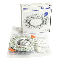 Светильник встраиваемый с белой LED подсветкой Feron CD905 потолочный MR16 G5.3 белый Светильник встраиваемый с белой LED подсветкой Feron CD905 потолочный MR16 G5.3 белый