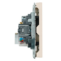 Розетка TV + компьютерная RJ-45 (механизм), STEKKER, серия Эмили, RST00-5106-08, кашемир, soft touch 49898