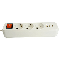 Удлинитель 3-местный с/з с выключ. STEKKER HM071-31-03 3x1мм2, 3м, 250В, 16А, 1USB+2C, 2.4A, сер Home, белый 50137 Удлинитель 3-местный с/з с выключ. STEKKER HM071-31-03 3x1мм2, 3м, 250В, 16А, 1USB+2C, 2.4A, сер Home, белый 50137