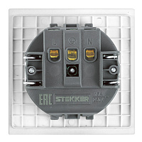 Розетка 1-местная с защитной шторкой с/з (механизм), STEKKER, 250В, 16А, серия Мия, RST16-3110-01, белая магнолия 50440