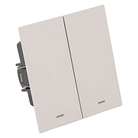 Выключатель 2-клавишный c индикатором (механизм), STEKKER, 250В, 10А, серия Мия, RSW10-3102-10, пудровый жемчуг 50476