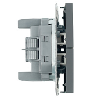 Выключатель 2-клавишный (механизм), СЗК, STEKKER, 250В, 10А, серия Эмили, RSW10-5104-10ZK, платиново-серый, soft touch 50239