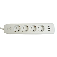 Удлинитель 4-местный c/з 3x1 мм2, 3 м, 250В, 10А, 2USB+1Type-C 2,4А, серия Home plus, белый STEKKER HM08-43-02 49978 Удлинитель 4-местный c/з 3x1 мм2, 3 м, 250В, 10А, 2USB+1Type-C 2,4А, серия Home plus, белый STEKKER HM08-43-02 49978