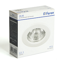 Светильник потолочный встраиваемый Feron  DL10 MR16 50W G5.3 белый матовый 48463 Светильник потолочный встраиваемый Feron  DL10 MR16 50W G5.3 белый матовый 48463