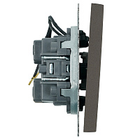 Выключатель 1-клавишный c индикатором (механизм), STEKKER, 250В, 10А, серия Эмили, RSW10-5101-09, антрацит, soft touch 49915