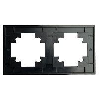 Рамка 2-местная, стекло, STEKKER GFR00-7002-05М, серия Катрин, черный матовый 49601