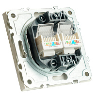 Розетка компьютерная 2-местная RJ-45 (механизм), STEKKER,  серия Эмили, RST00-5111-01, белый фарфор, soft touch  49874 Розетка компьютерная 2-местная RJ-45 (механизм), STEKKER,  серия Эмили, RST00-5111-01, белый фарфор, soft touch  49874