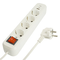 Удлинитель 4-местный с/з с выключ. STEKKER HM071-41-02 3x1мм2, 2м, 250В, 16А, 1USB+2C, 2.4A, сер Home, белый 50139 Удлинитель 4-местный с/з с выключ. STEKKER HM071-41-02 3x1мм2, 2м, 250В, 16А, 1USB+2C, 2.4A, сер Home, белый 50139