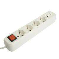 Удлинитель 4-местный с/з с выключ. STEKKER HM071-41-03 3x1мм2, 3м, 250В, 16А, 1USB+2C, 2.4A, сер Home, белый 50140 Удлинитель 4-местный с/з с выключ. STEKKER HM071-41-03 3x1мм2, 3м, 250В, 16А, 1USB+2C, 2.4A, сер Home, белый 50140