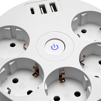 HM10-51-01 Удлинитель 5-местный с/з, 3x1мм2, 2.5м, 250В, 16А, 2USB+С 5V 3,1А, серия Comfort, белый 49591 HM10-51-01 Удлинитель 5-местный с/з, 3x1мм2, 2.5м, 250В, 16А, 2USB+С 5V 3,1А, серия Comfort, белый 49591