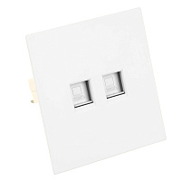 Розетка компьютерная 2-местная RJ-45 (механизм), STEKKER,  серия Мия, RST00-3111-01, белая магнолия 50437