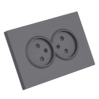 Розетка 2-местная с защитной шторкой, STEKKER, б/з, 250В, 16А, серия Эмили, RST16-5116-10 , платиново-серый, soft touch 49955