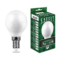 Лампа светодиодная SAFFIT SBG4507 Шарик E14 7W 230V 2700K 55034 Лампа светодиодная SAFFIT SBG4507 Шарик E14 7W 230V 2700K 55034