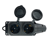 Розетка переносная 2-местная c/з STEKKER, RST16-22-44, 250В, 16А, IP44, черный  32738 Розетка переносная 2-местная c/з STEKKER, RST16-22-44, 250В, 16А, IP44, черный  32738