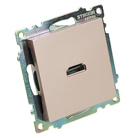 Розетка HDMI 2.1, Type A  (механизм), STEKKER GLS00-7118-02, серия Катрин, шампань 50063 Розетка HDMI 2.1, Type A  (механизм), STEKKER GLS00-7118-02, серия Катрин, шампань 50063