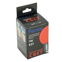 Лампа светодиодная Feron LB-37 Шарик матовый E27 1W 230V Красный 25116