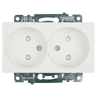 Розетка 2-местная б/з (механизм), STEKKER GLS10-7113-01, 250V, 10А с защитной шторкой, серия Катрин, белый 39573 Розетка 2-местная б/з (механизм), STEKKER GLS10-7113-01, 250V, 10А с защитной шторкой, серия Катрин, белый 39573