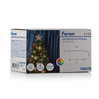 Светодиодная гирлянда Feron CL05 линейная 10м +3м 230V мультиколор,c питанием от сети, контроллером, зеленый шнур Светодиодная гирлянда Feron CL05 линейная 10м +3м 230V мультиколор,c питанием от сети, контроллером, зеленый шнур
