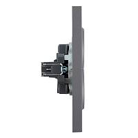 Розетка 2-местная с з/ш, б/з, СЗК, STEKKER, 250В, 16А, серия Эмили, RST16-5116-10ZK, платиново-серый, soft touch 50245