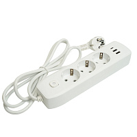 Удлинитель 3-местный c/з 3x1 мм2, 1,8 м, 250В, 10А, 2USB+1Type-C 2,4А, серия Home plus, белый STEKKER HM08-33-02 49970 Удлинитель 3-местный c/з 3x1 мм2, 1,8 м, 250В, 10А, 2USB+1Type-C 2,4А, серия Home plus, белый STEKKER HM08-33-02 49970