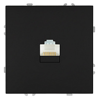 Розетка компьютерная 1-местная RJ-45 (механизм), STEKKER, серия Эмили, RST00-5117-05, черный уголь, soft touch  49847