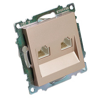 Розетка компьютерная 2-местная RJ-45 (механизм) STEKKER GLS00-7109-02, серия Катрин, шампань 50004 Розетка компьютерная 2-местная RJ-45 (механизм) STEKKER GLS00-7109-02, серия Катрин, шампань 50004