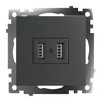 Розетка 2-местная USB (механизм), 250В, 2,1А, серия Катрин, графит, GLS10-7115-06 49422 Розетка 2-местная USB (механизм), 250В, 2,1А, серия Катрин, графит, GLS10-7115-06 49422