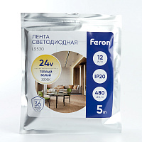 Светодиодная COB лента Feron LS530, 480SMD(2110)/м 12Вт/м 24V 5000*10*1.8мм 3000К IP20 Светодиодная COB лента Feron LS530, 480SMD(2110)/м 12Вт/м 24V 5000*10*1.8мм 3000К IP20