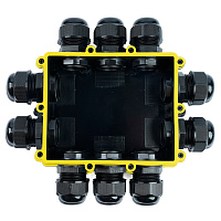 Распределительная коробка STEKKER LD554, количество вводов: 10, поликарбонат, нейлон, цвет черный, размер 183.1*163,1*59,4мм. 50556