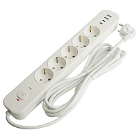 Сетевой фильтр 5-местный с/з STEKKER3x1мм2, 1,8 м, 250В, 16А, 2 USB-A+2 Type-C, серия Nova, белый 50102 Сетевой фильтр 5-местный с/з STEKKER3x1мм2, 1,8 м, 250В, 16А, 2 USB-A+2 Type-C, серия Nova, белый 50102