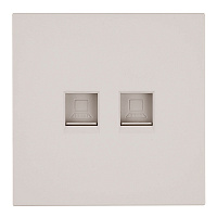 Розетка компьютерная 2-местная RJ-45 (механизм), STEKKER,  серия Мия, RST00-3111-08, пудровый жемчуг 50481