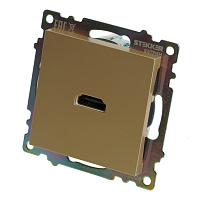 Розетка HDMI 2.1, Type A (механизм), STEKKER, GLS00-7118-08, серия Катрин, золото 50060 Розетка HDMI 2.1, Type A (механизм), STEKKER, GLS00-7118-08, серия Катрин, золото 50060
