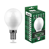 Лампа светодиодная SAFFIT SBG4507 Шарик E14 7W 230V 6400K 55123 Лампа светодиодная SAFFIT SBG4507 Шарик E14 7W 230V 6400K 55123