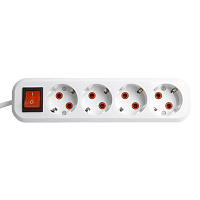 Удлинитель трехместный с/з  с выключ. STEKKER HM07-31-05 3x1мм2, 5м, серия Home (У16А-002), белый 49355