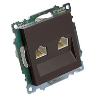 Розетка компьютерная 2-местная RJ-45 (механизм) STEKKER GLS00-7109-04, серия Катрин, шоколад 50006 Розетка компьютерная 2-местная RJ-45 (механизм) STEKKER GLS00-7109-04, серия Катрин, шоколад 50006