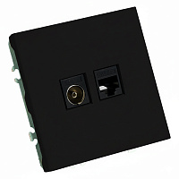 Розетка TV + компьютерная RJ-45 (механизм), STEKKER, RST00-5106-05, серия Эмили, черный уголь, soft touch 49846