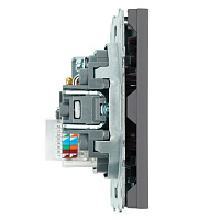 Розетка TV + компьютерная RJ-45 (механизм), STEKKER, серия Эмили, RST00-5106-10, платиново-серый, soft touch 49950