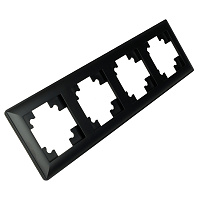 Рамка STEKKER, PFR00-7004-05 4-местная, пластик, серия Катрин, черный 39815 Рамка STEKKER, PFR00-7004-05 4-местная, пластик, серия Катрин, черный 39815