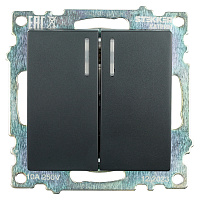 Выключатель 2-клавишный c индикатором (механизм), STEKKER GLS10-7102-05, 250В, 10А, серия Катрин, черный 39607 Выключатель 2-клавишный c индикатором (механизм), STEKKER GLS10-7102-05, 250В, 10А, серия Катрин, черный 39607