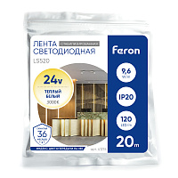 Светодиодная лента Feron LS520 стабилизированная, 120SMD(2835)/м 11Вт/м 24V 20000*10*1.22мм 3000К IP20 Светодиодная лента Feron LS520 стабилизированная, 120SMD(2835)/м 11Вт/м 24V 20000*10*1.22мм 3000К IP20