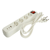 Удлинитель 4-местный с/з с выключ. STEKKER HM071-41-03 3x1мм2, 3м, 250В, 16А, 1USB+2C, 2.4A, сер Home, белый 50140 Удлинитель 4-местный с/з с выключ. STEKKER HM071-41-03 3x1мм2, 3м, 250В, 16А, 1USB+2C, 2.4A, сер Home, белый 50140